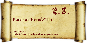 Musics Benáta névjegykártya